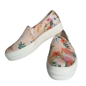RIFLE PAPER X KEDS TRIPLE DECKER LIVELY FLORAL SLIP ONS SIZE 8